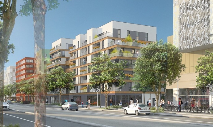Perspective du projet - Vue du long de l'avenue